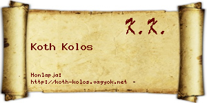 Koth Kolos névjegykártya